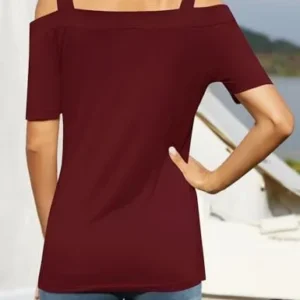 MAVIS LAVEN Women’s Short Sleeve Cold Shoulder Shirts Cut-Out Tee Tops Square Neck Blouse Tunics