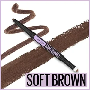 Maybelline Express Brow 2-In-1 Pencil and Powder Eyebrow Makeup, Soft Brown, 1 Count