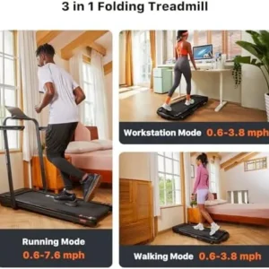 Mobvoi Home Treadmill SE 3 in 1 Folding Treadmill Walking Pad 2.5 HP Compact Portable Under Desk Running Walking Machine with Remote Control LED Display for Home Office 265 LBS 7.6 MPH Easy to Store