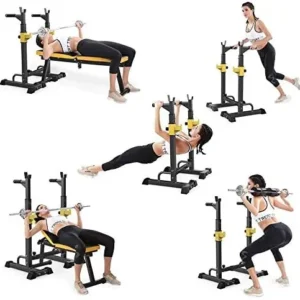 Multifunctional Barbell Rack Weightlifting Rack Squat Rack Set,Pull Up Bar Squat Rack, Squat Stands Rack Barbell Free Press Bench, Home Gym Strength Training Stand Fitness