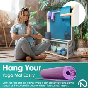 NamaStand Yoga Mat Holder -Yoga Mat Storage – Yoga Mat Hanger – Home Gym Storage Rack for Kettlebells Dumbells Foam Roller – Resistance Bands – Booty Bands – Yoga Blocks –