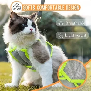 Neck Free Cat Harness and Leash Set for Outdoor Walking, Escape Proof Adjustable Kitten Vest Harness with Soft Breathable Mesh, Lightweight Cat Vest Harness for Small Dog Puppy Rabbit & Small Animal