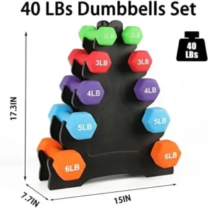 Neoprene Dumbbell Sets with Rack, Dumbbell Hand Weight Set Strength Training for Women, Pairs Dumbbells Set