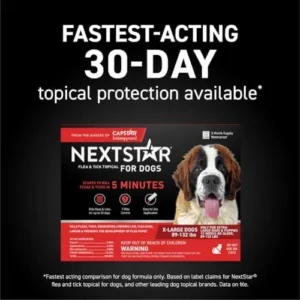 NEXTSTAR Flea and Tick Prevention for Dogs, Repellent, and Control, Fast Acting Waterproof Topical Drops for Extra-Large Dogs, 1 Month Dose