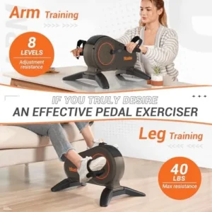 Niceday Under Desk Bike, Pedal Exerciser with 16 Levels Magnetic Resistance, Mini Exercise Bike for Home Office Workout or Physical Therapy