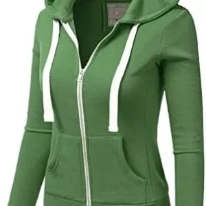 NINEXIS Womens Long Sleeve Zip Up Hoodie Top Color Block Basic Casual Hooded Sweatshirt