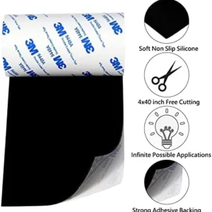 Non Slip Self Adhesive Silicone Cuttable Furniture Pads 4×40 inch – Anti-Sliding Anti-Scratch Rubber Floor Protectors for Any Furniture and Appliances Black