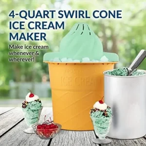 Nostalgia Electric Ice Cream Maker – Old Fashioned Soft Serve Ice Cream Machine Makes Frozen Yogurt or Gelato in Minutes – Fun Kitchen Appliance – Mint Green- 4 Quart