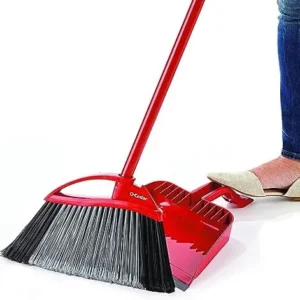 O-Cedar Pet Pro Broom & Step-On Dustpan PowerCorner, Red