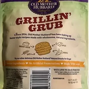 Old Mother Hubbard by Wellness Grillin’ Grub Bacon, Cheese & Hickory Smoke Flavored Natural Dog Treats, Crunchy Oven-Baked Biscuits, Ideal for Training, 6 ounce bag