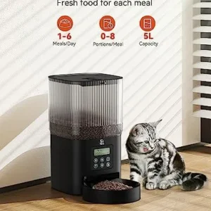 Olelica Automatic Cat Food Dispenser,2 Packs 5L Automatic Dog Feeder Programmable Control 1-6 Meals Per Day,Automatic Pet Feeder for Cats and Dogs,10s Voice Recorder & Dual Power Supply