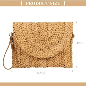 Oweisong Straw Purses for Women Summer Beach Straw s Clutch Purses Crossbody Bag Handmade Women Envelope Handbag Wallet