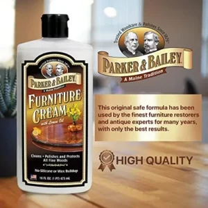 PARKER & BAILEY FURNITURE CREAM – Multisurface Wood Cleaner And Polish Furniture Quick Shine Restorer Protector Kitchen Cabinets Surface Cleaner House Cleaning Supplies Home Improvement, 16oz