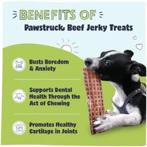 Pawstruck Premium Beef Jerky Dog Treat Chews, Medium 4″-6″ Strips – Hip Joint Health Naturally Rich in Glucosamine & Chondroitin No Added Preservatives – 15 Count (Pack of 1) – Packaging May Vary