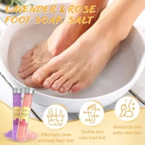 Pedicure Kit For Feet 5pcs Foot Spa Set For Christmas Birthday Valentine’s Mother’s Day Women Wife Girlfriend Gift Rose Lavender Foot Soak Salt Foot Callus Remover Gel Foot Rasp Foot Cream Foot Care