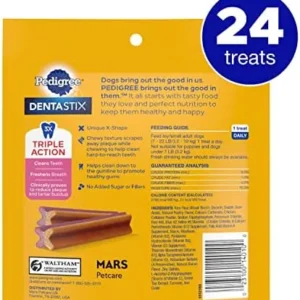 PEDIGREE DENTASTIX Dual Flavor Small Dog Dental Treats, Bacon & Chicken Flavors Dental Bones, 5.08 oz. Pack (24 Treats)