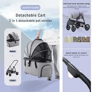 Pet Pram Stroller Pet Dog Stroller for Medium Small Dogs 4 Wheel Cat Dog Strollers Carrier Breathable Carriage Seat