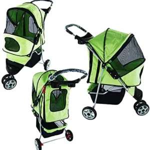 Pet Stroller Carrier Strolling Cart Dog Stroller for Medium Dogs and Cats Luxury Dog Pram Stroller Jogger Dog/Cat/Pet Stroller with Large Storage Basket Easy Foldable (Green)