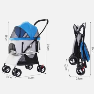 Pet Stroller for Small Medium Dogs Cats, Cat Dog Cage, 3-in-1 Multifunction Dog Cat Jogger Stroller with 4 Wheels, Travel Folding Stroller with Detachable Carrier,Black