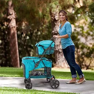 Pet Stroller Pet Gear Travel Lite Plus StrollerDouble Decker 2-in-1 Pet Stroller 4 Wheels Lightweight Foldable 2 Puppy Dog and Cat Strollers Carrier for Walk Travel Jogger…