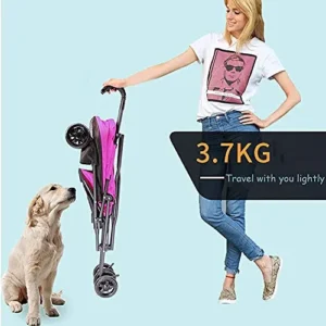 Pet Stroller Premium Light-Weight Dog/Cat/Pet Stroller Travel Carriage with Storage Basket Foldable Lightweight Dog Carrier Trolley Jogging Stroller Black (Green)