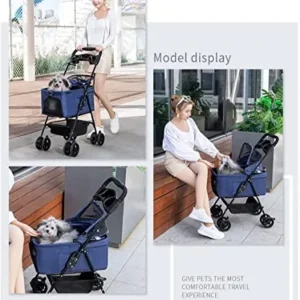 Pet Stroller Strolling Cart for Small Medium Cats Dogs 3-in-1 Waterproof Puppy Strollers Travel Carrier Car Seat 2