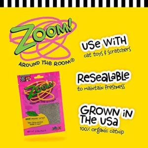 Petmate Organic Catnip – Hoots Zoom Around the Room Catnip – Grown & Harvested in USA 0.5oz pouch