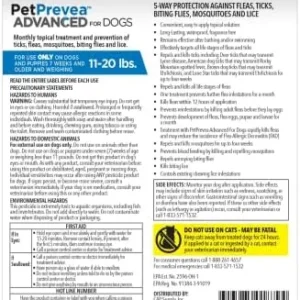 PetPrevea Advanced for Dogs | Repels & Kills Fleas, Ticks & Mosquitoes | Convenient & Easy to Apply | Fast-Acting & Long-Lasting | For Dogs 11 to 20 lbs – 4 Doses