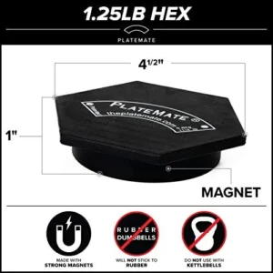 PlateMate Microload Pair 1 1/4 lb. Magnetic Hex Weights (2.5 lb. Set)