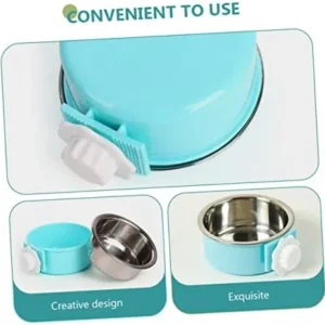 POPETPOP pet Food Bowl Hanging cat Feeding Bowl cat Food Bowl Dog Kennel Bowl Crate Dog Feeder Bowl Dog Kennel Water Bowl Raised cat Feeding & Watering Supplies Stainless Steel cage Puppy