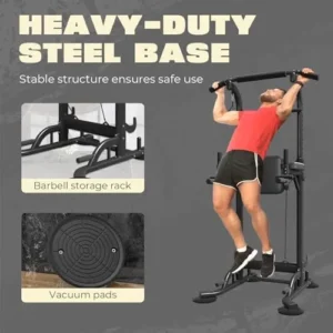 Power Tower Dip Station Pull Up Bar Exercise Tower Adjustable Pull Up Station Pull Up Tower Bar for Home Gym Multi-Function Strength Training Fitness Equipment