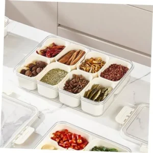 PRETYZOOM Box Spice Storage Box Condiment Container Refrigerator Organizer Bins Portion Control Container Snack Containers Seasoning Container for Home Crisper White Pp Split