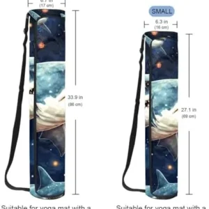 RATGDN Yoga Mat Bag, Starry Galaxy Shark Pattern Exercise Yoga Mat Carrier Full-Zip Yoga Mat Carry Bag with Adjustable Strap for Women Men