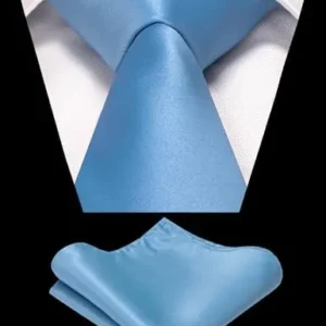 RBOCOTT Solid Color Tie and Pocket Square Set for Men