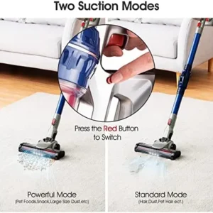 REECOO Cordless Vacuum Cleanner with 21Kpa Powerful Suction Vacuum, 2 Cleaning Mode, Lightweight Self-Standing Long Runtime Cleaning Tool for Hardwood Floors, Carpet, Pet Hair, Car and etc.