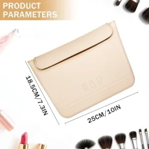 REIWIDE Makeup Bag Travel Brush Case: Brushes Organizer Holder Bags Women Beauty Silicone Toiletry Pouch Purse for Storage Cosmetic Makeup Tools