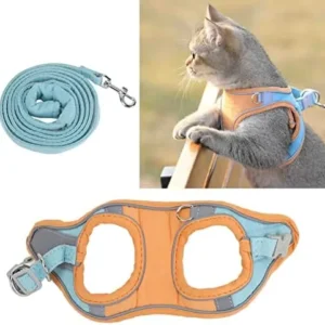 Rengu Cat Harnesses and Leashes Escape Proof Reflective Safe Cat Leash Set for Jogging Pet Training (XL)