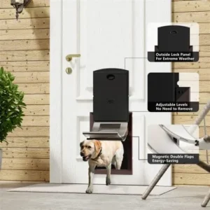 RESCUMASCER Coffee Large Dog Doors for Large Dogs with Double Magnetic Flaps, Durable Aluminum Frame Doggie Doors for Medium, Large, and X-Large Dogs