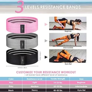 Resistance Bands for Legs and Butt, Fabric Exercise Bands Set, Thick Wide Stretch Fitness Bands, Non-Slip Workout Loop Bands, Booty Hip Bands for Women at Home or Gym