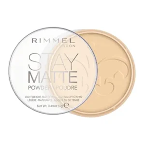 Rimmel London Stay Matte – 001 Transparent – Pressed Powder, Lightweight, High Coverage, Shine Control, 0.49oz