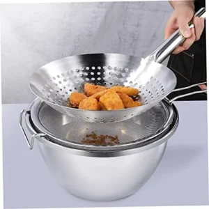 RORPOIR Colander French Fry Serving Basket Stir Fry Skimmer Kitchen Gadget Wok Tools Household Gadgets Metal Strainer Utensil Kitchen Food Strainer Meat Pot Cocktail Stainless Steel Rand