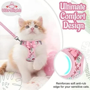 SALFSE Cat Harness and Leash Escape Proof for Walking, Adjustable Soft Kitten Harness with Reflective Straps Step in Cat Vest Harness for Small Kitten and XS Dogs