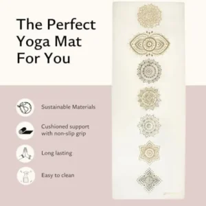 Shakti Warrior Shanti PU Yoga mat – Artist Designed, Premium eco friendly mats, Non Slip, Non Toxic, Great for Regular & Hot Yoga, Pilates and Work out (72 inch x 28 inch x 5mm Thick)k out (72 inch x 28 inch x 5mm Thick)