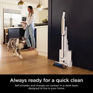 Shark WS642AE WANDVAC System, Ultra-Lightweight Powerful Cordless Stick Vacuum with HEPA Self-Empty Charging Base, Anti-Allergen Complete Seal, PowerFins, Self-Cleaning Brushroll & Pet Tool, White