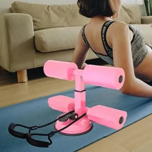 Sit Up Bar Floor, Portable Sit Up Exercise Equipment with Strong Suction Cup and Adjustable Foot Support, Abdominal Assistant Device for