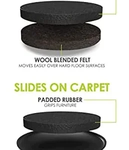 Slipstick GorillaSliders Premium Furniture Sliders for All Floor Surfaces (16 Piece Moving Kit) Reusable 3.5” Round Furniture Movers for Sliding Furniture on Hardwood & Carpet, Black, CB13-1-16