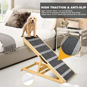 SOKO Dog Ramp, Folding Pet Ramp for Bed Suitable for Small & Large Old Dogs & Cats – 41.33″ Long Portable Paw Ramp High Traction Dog Ramps for Car, SUV, Couch, Sofa – 6 Adjustable Height Rated 200LBS