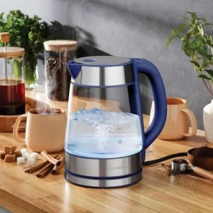 Speed-Boil Water Electric Kettle, 1.7L 1500W, Coffee & Tea Kettle Borosilicate Glass, Wide Opening, Auto Shut-Off, Cool Touch Handle, LED Light. 360° Rotation, Boil Dry Protection