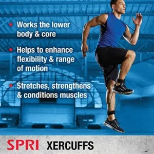 SPRI Xercuff Leg Resistance Band Exercise Cord with Non-Slip Padded Ankle Cuffs (All Bands Sold Separately) Portable for the Gym or At Home Workout Equipment