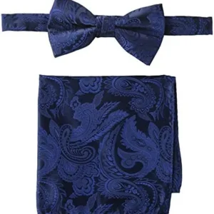 STACY ADAMS mens Classic Pretied Bow Tie With Pocket SquareBow Tie